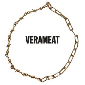 VERAMEAT punk/goth barbed wire + link chain necklace, gold-plated, only 30 made!